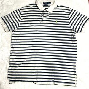 Polo by Ralph Lauren Men's Polo Shirt - White and Navy Stripes